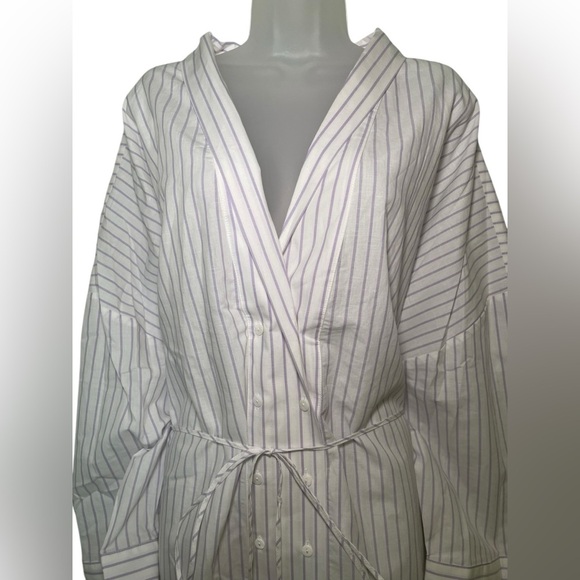 Harshman New Cotton Linen Blend Nebbi Caftan Striped White Dress Size 3X - Picture 3 of 6